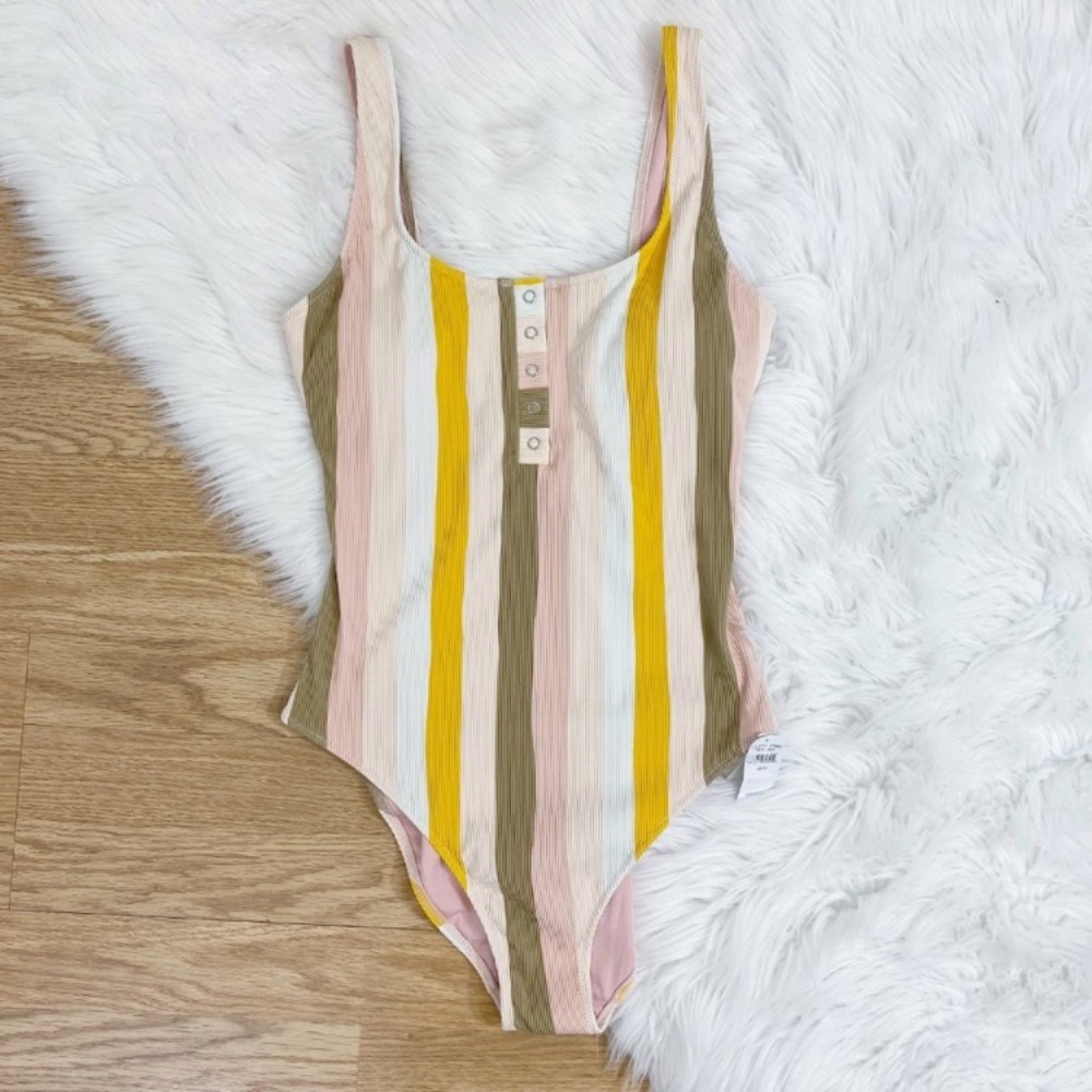 Aerie Striped Ribbed Scoop Neck One Piece Sz M